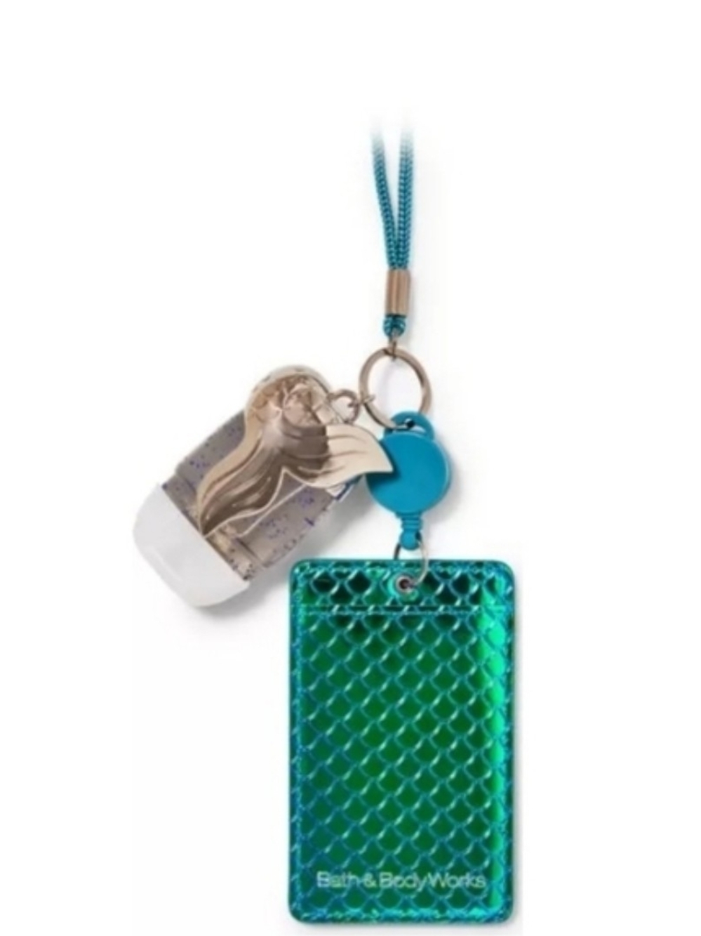 Bath & Body Works Teal Green Mermaid Scale Card Holder Keychain